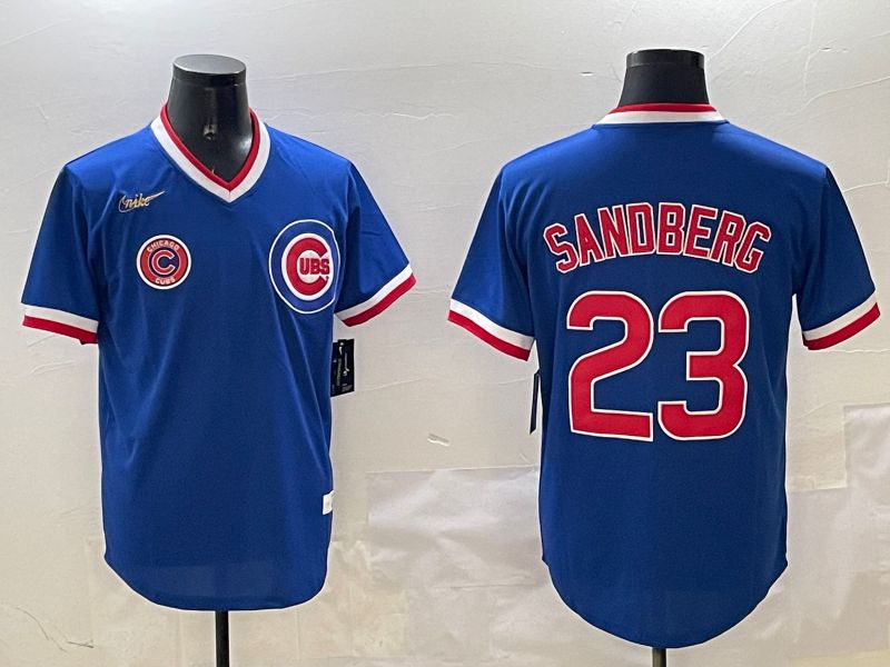 Men Chicago Cubs 23 Sandberg Blue Throwback Game 2025 Nike MLB Jersey style 3165